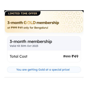 Get Zomato Gold 3 months Membership worth 999 at 49 Only